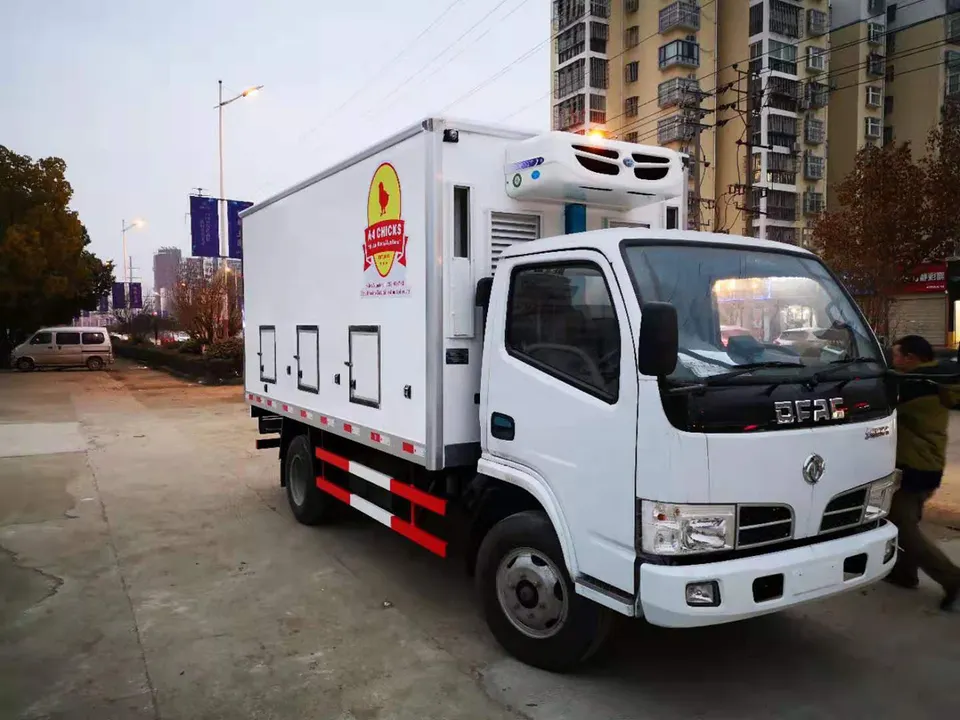 Dongfeng 4X2 5ton Small Live Day Old Chicken Transport Double Temperature Unit Truck