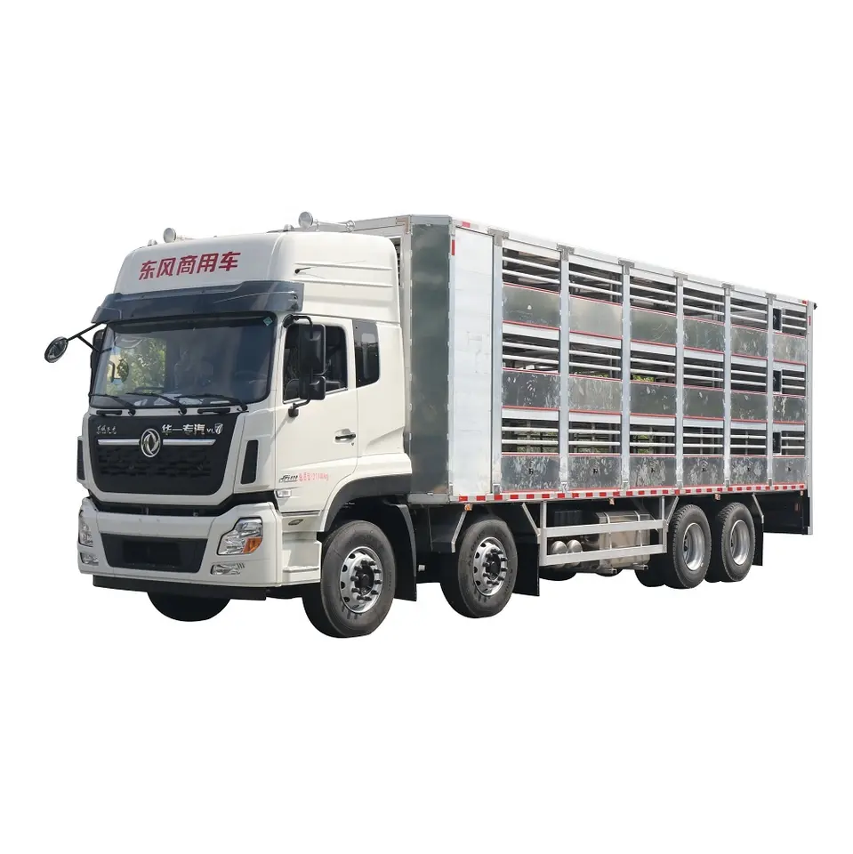 8X4 12 Wheels Box Body Livestock Transport Refrigerated Truck with Ventilation Equipment for Pig Swine Goats Sheep Animal Delive