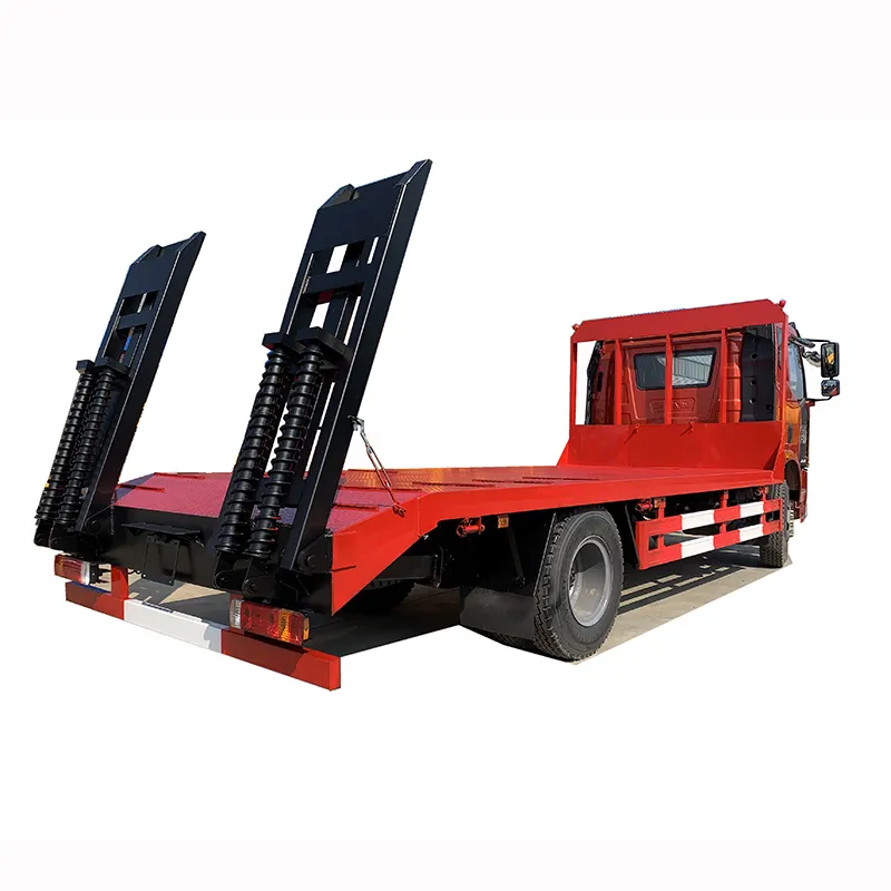 FAW 4X2 6 Wheels Flat Bed Truck with Rear Climb Ladder for Bulldozer Excavator Forklift