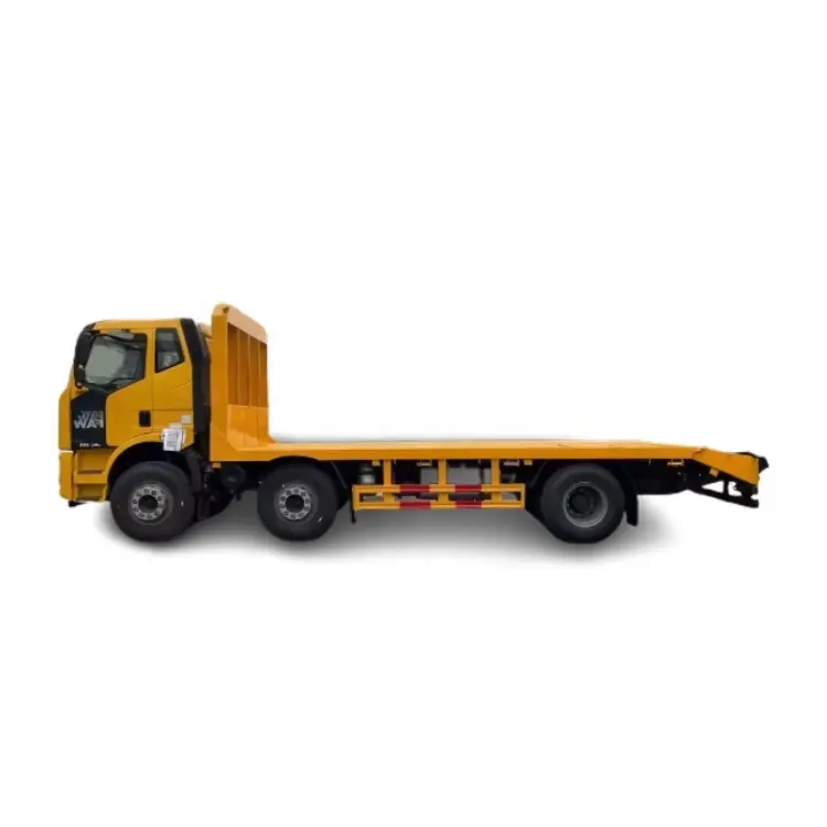 FAW 6X2 8 Wheels Flat Bed Truck with Rear Climb Ladder for Bulldozer Excavator Forklift