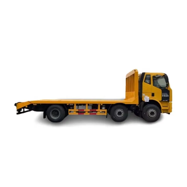 FAW 6X2 8 Wheels Flat Bed Truck with Rear Climb Ladder for Bulldozer Excavator Forklift