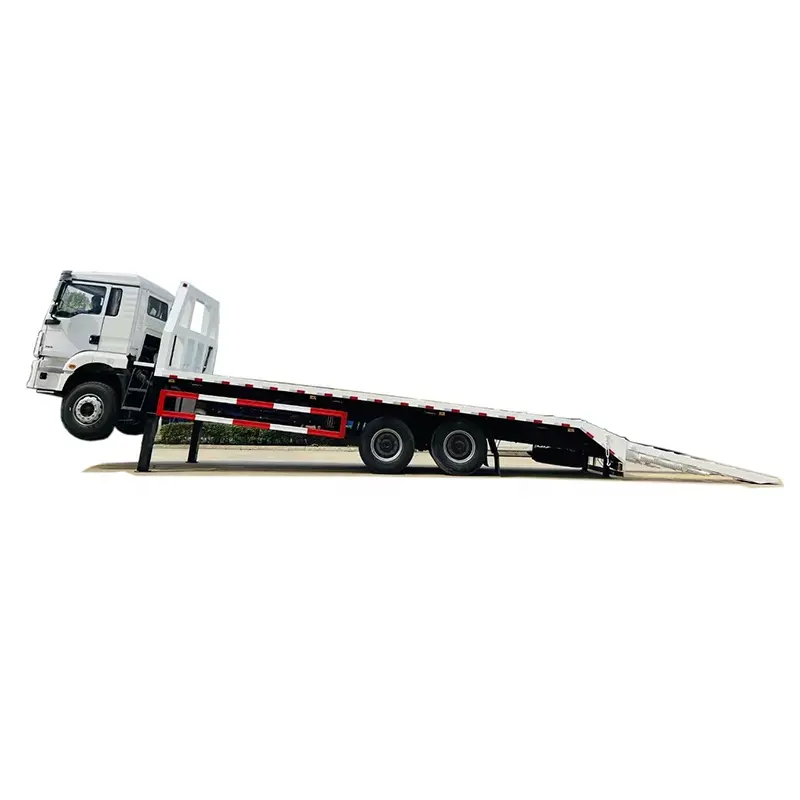 Shacman 6X4 10 Wheels Flat Bed Truck with Rear Climb Ladder for Heavy Equipment Machinery Transportation