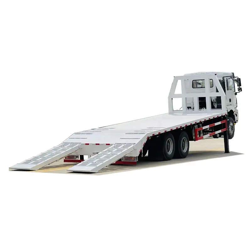 Shacman 6X4 10 Wheels Flat Bed Truck with Rear Climb Ladder for Heavy Equipment Machinery Transportation