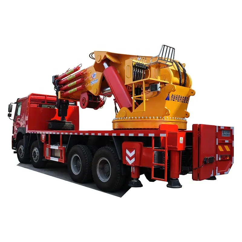 Sinotruk HOWO 8X4 12Wheels Truck 100Tons Truck Mounted Knuckle Crane