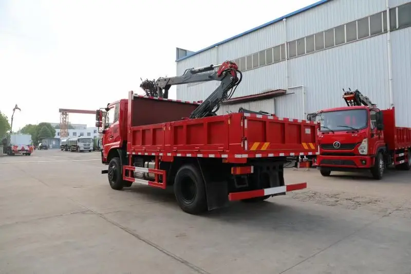 Dongfeng Right Hand 4X2 Dump Truck with 5ton Knuckle Crane and steel gripper