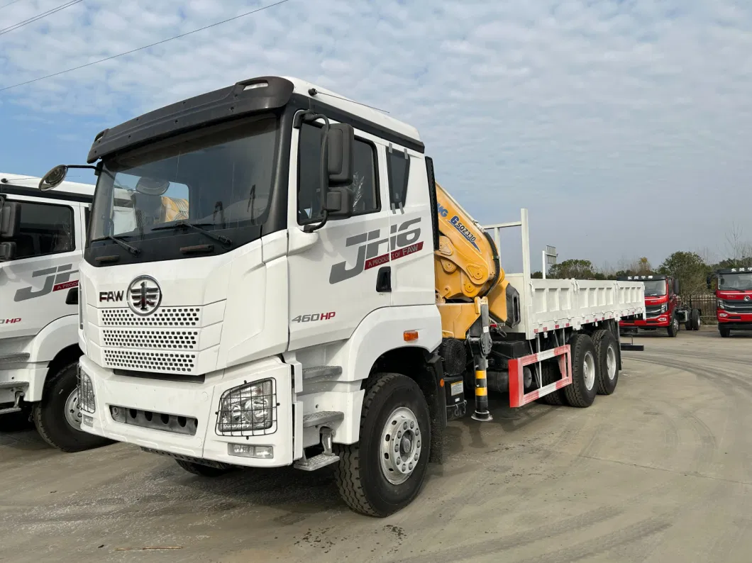 FAW Right Hand 6X4 10Wheels Cargo Truck with 14ton Knuckle Crane