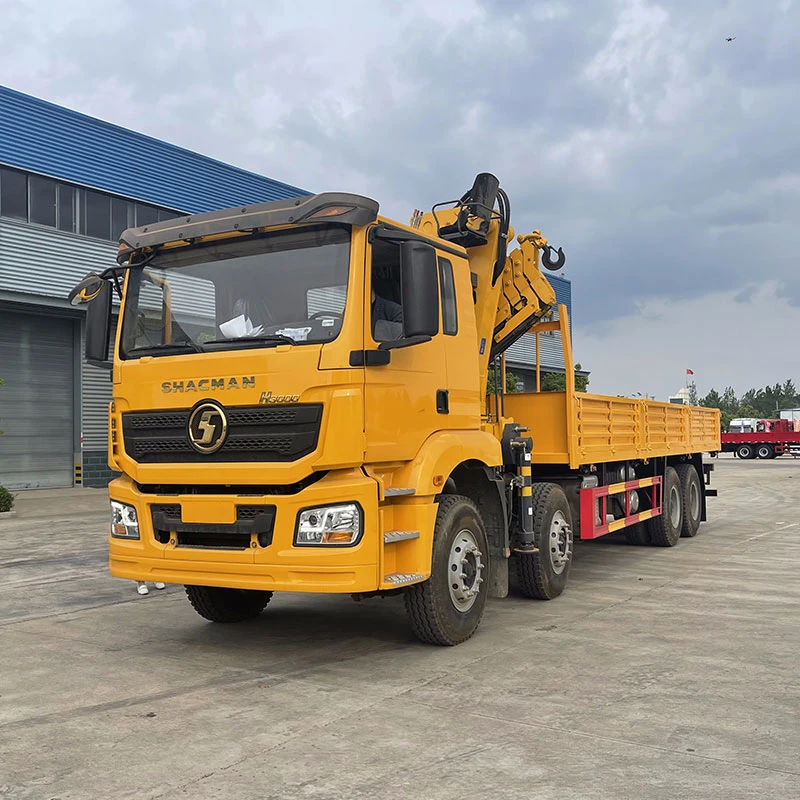 Shacman 8X4 12Wheels Cargo Truck with 16ton Knuckle Crane