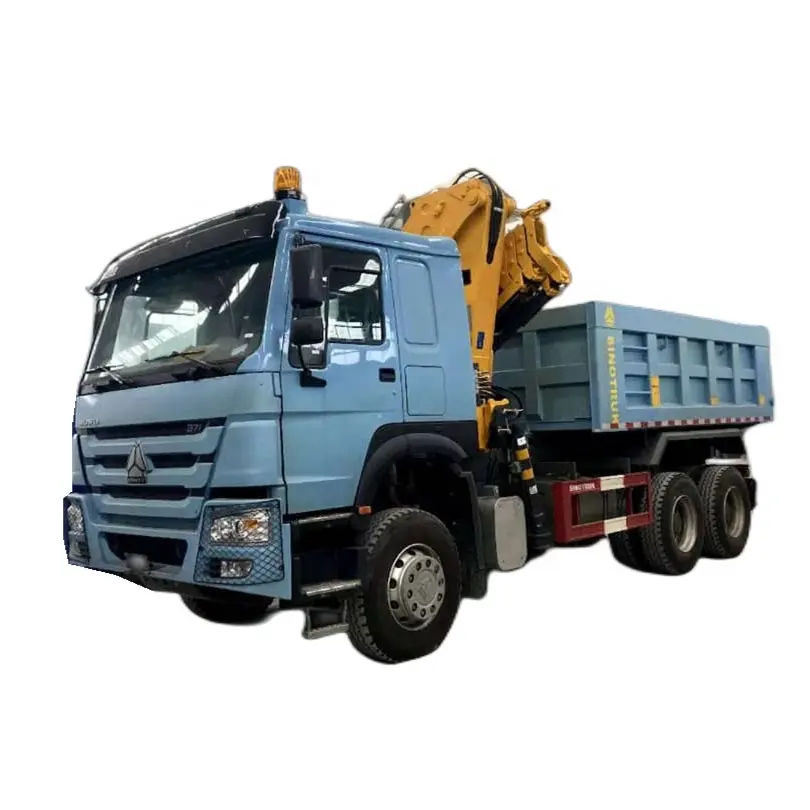 Sinotruk HOWO 6X4 10Wheels Dump Truck with 8ton Knuckle Crane