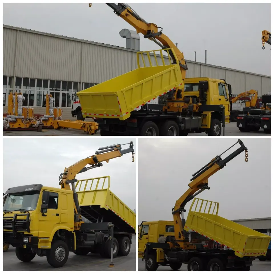 Sinotruk HOWO 6X4 10Wheels Dump Truck with 8ton Knuckle Crane