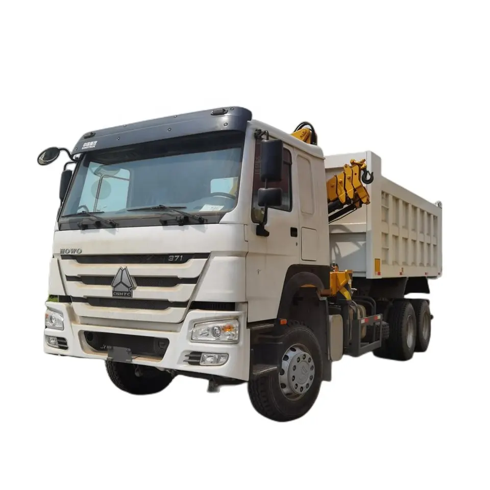 Sinotruk HOWO 6X4 10Wheels Dump Truck with 8ton Knuckle Crane