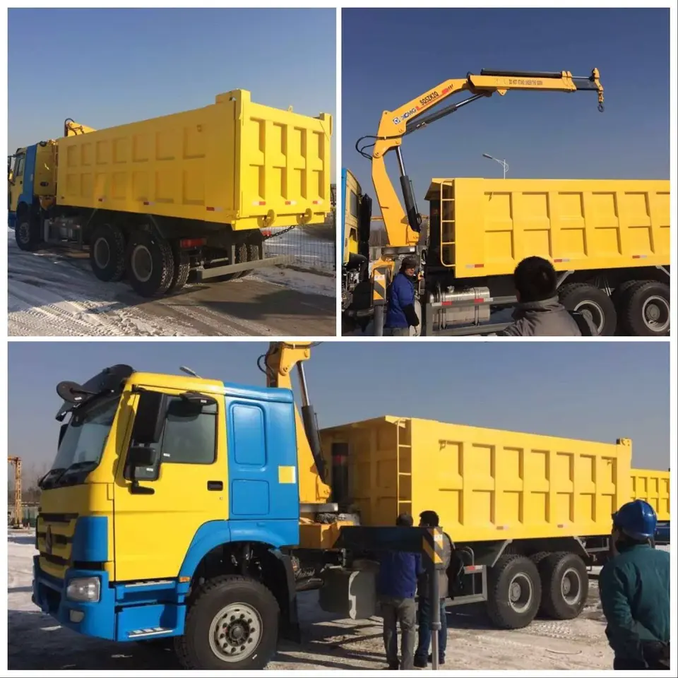Sinotruk HOWO 6X4 10Wheels Dump Truck with 8ton Knuckle Crane