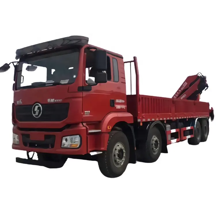 Shacman 8X4 12Wheels Cargo Truck with 16ton Knuckle Crane Install on the tailboard