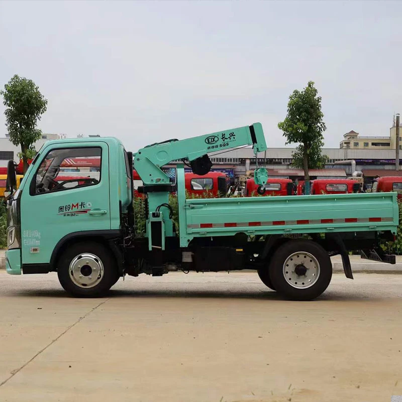 Small Foton 4X2 Cargo Truck with 1ton Straight Boom Crane