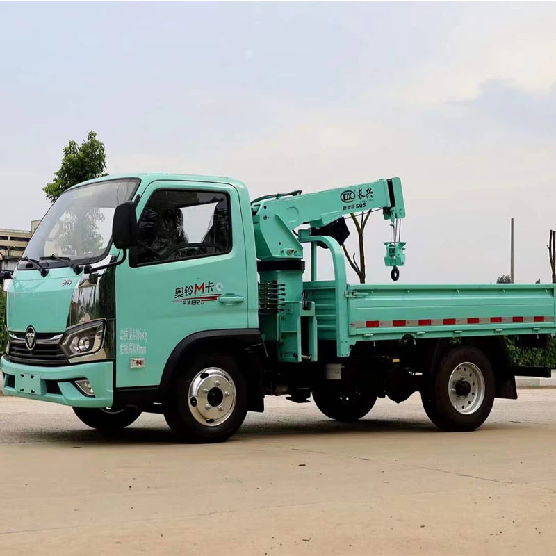 Small Foton 4X2 Cargo Truck with 1ton Straight Boom Crane