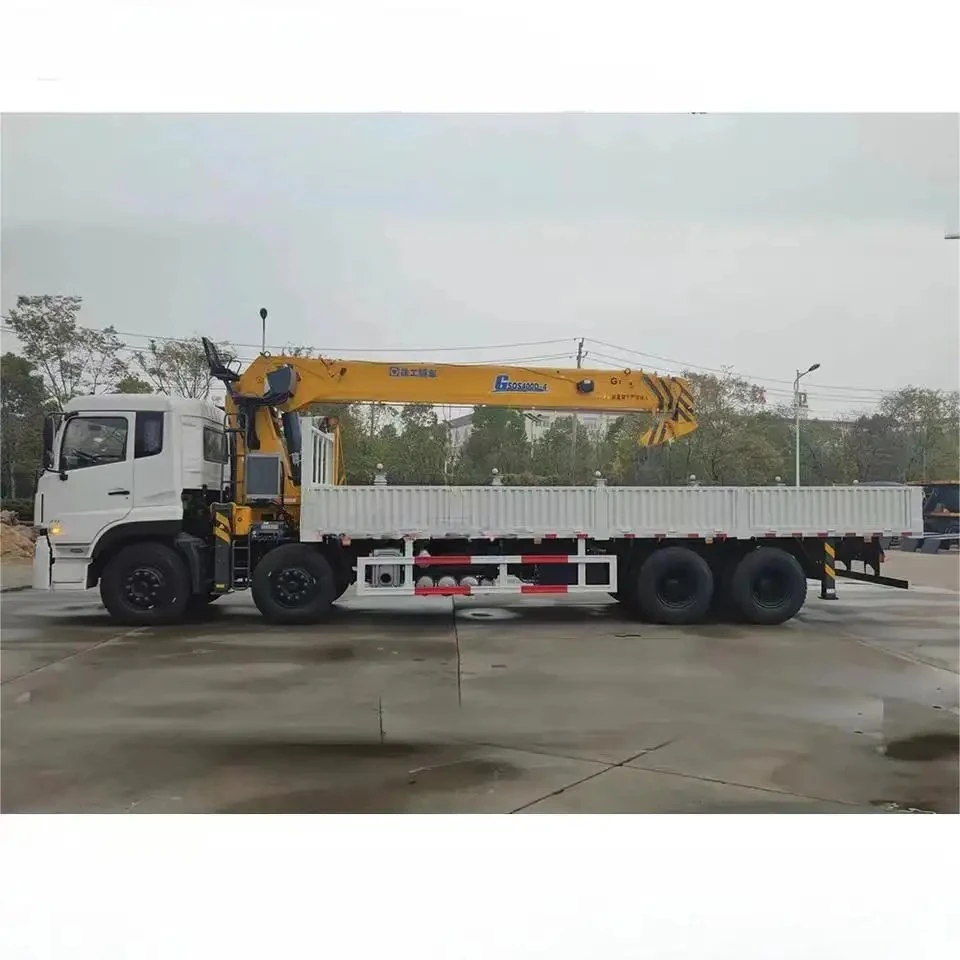 Dongfeng Right Hand 8X4 12Wheels Cargo Truck with Xugong 14ton Straight Boom Crane