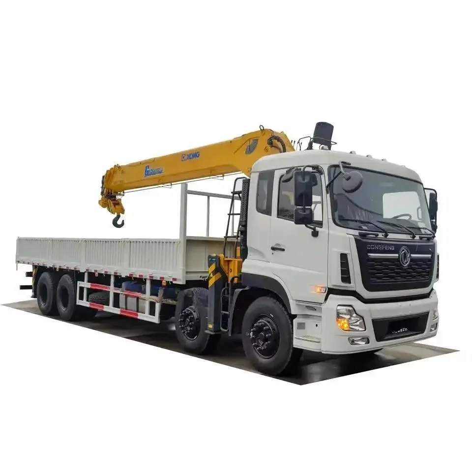 Dongfeng Right Hand 8X4 12Wheels Cargo Truck with Xugong 14ton Straight Boom Crane