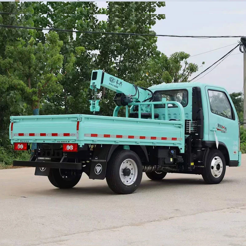 Small Foton 4X2 Cargo Truck with 1ton Straight Boom Crane