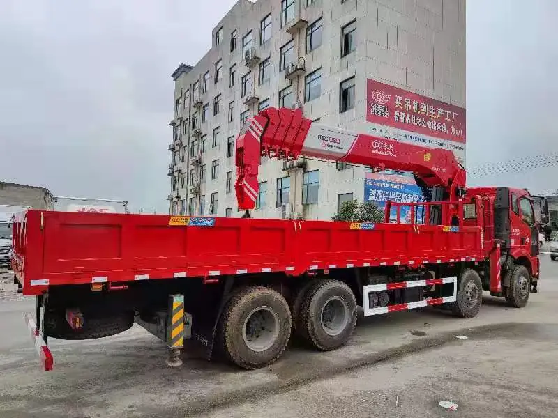 FAW Right Hand 8X4 12Wheels Cargo Truck with 16ton Straight Boom Crane