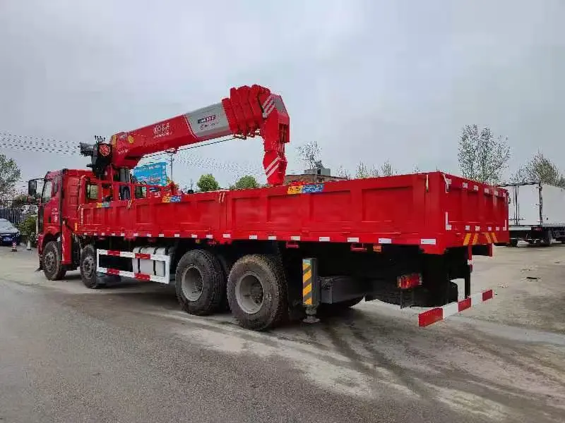 FAW Right Hand 8X4 12Wheels Cargo Truck with 16ton Straight Boom Crane