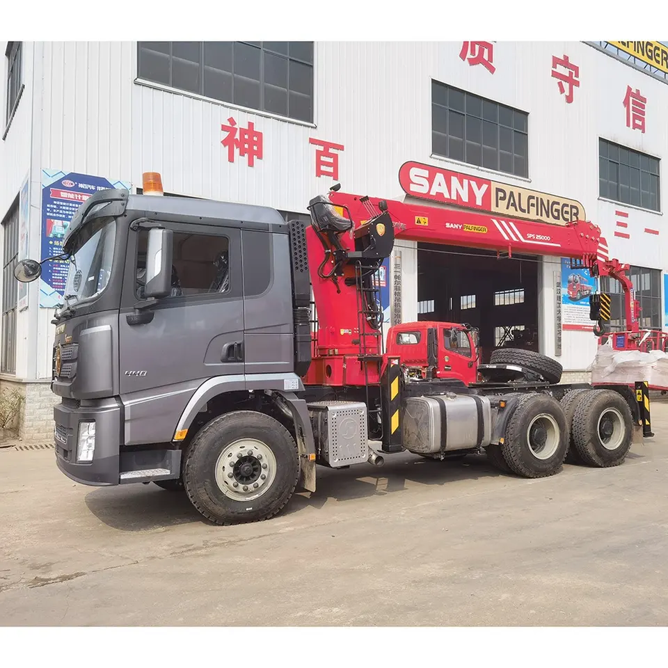 12tons 14tons Tractor Head 6X4 10Wheels Shacman Tractor Truck with Straight Boom Crane