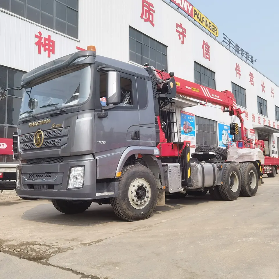 12tons 14tons Tractor Head 6X4 10Wheels Shacman Tractor Truck with Straight Boom Crane