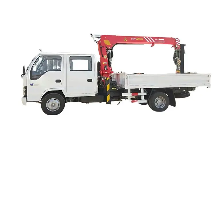 Isuzu Brand 4X2 6Wheels 2tons Double Cab Knuckle Boom Crane Crane Mounted on Cargo Truck Straight Arm Crane Truck