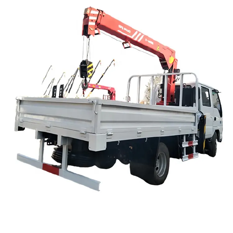 Isuzu Brand 4X2 6Wheels 2tons Double Cab Knuckle Boom Crane Crane Mounted on Cargo Truck Straight Arm Crane Truck