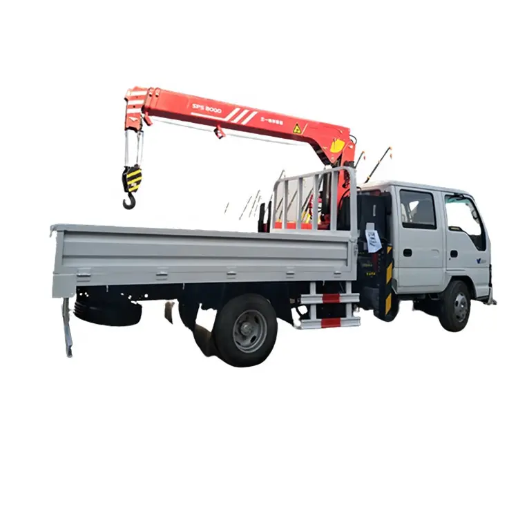 Isuzu Brand 4X2 6Wheels 2tons Double Cab Knuckle Boom Crane Crane Mounted on Cargo Truck Straight Arm Crane Truck