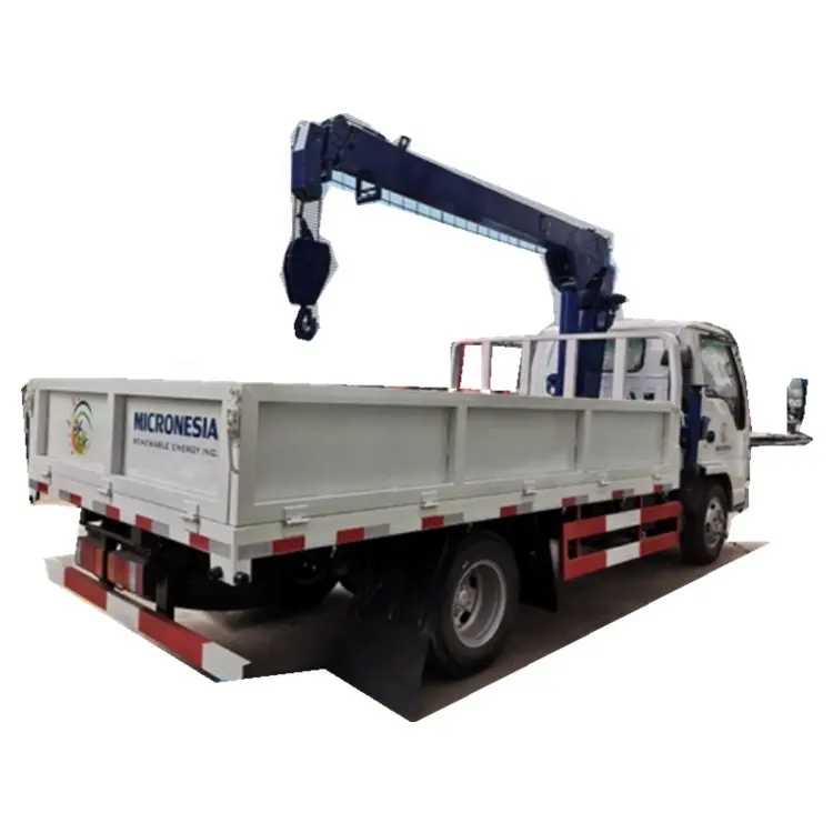 Small Isuzu 4X2 Cargo Truck with 1ton Straight Boom Crane