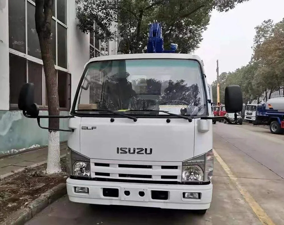 Small Isuzu 4X2 Cargo Truck with 1ton Straight Boom Crane