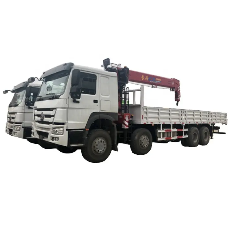 Sinotruck HOWO 8X4 12Wheels Cargo Truck with 16ton Straight Boom Crane