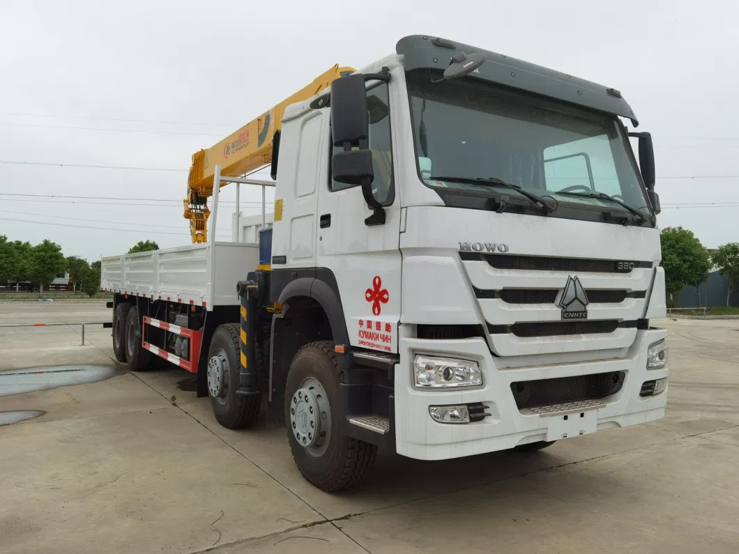 Sinotruck HOWO 8X4 12Wheels Cargo Truck with 16ton Straight Boom Crane