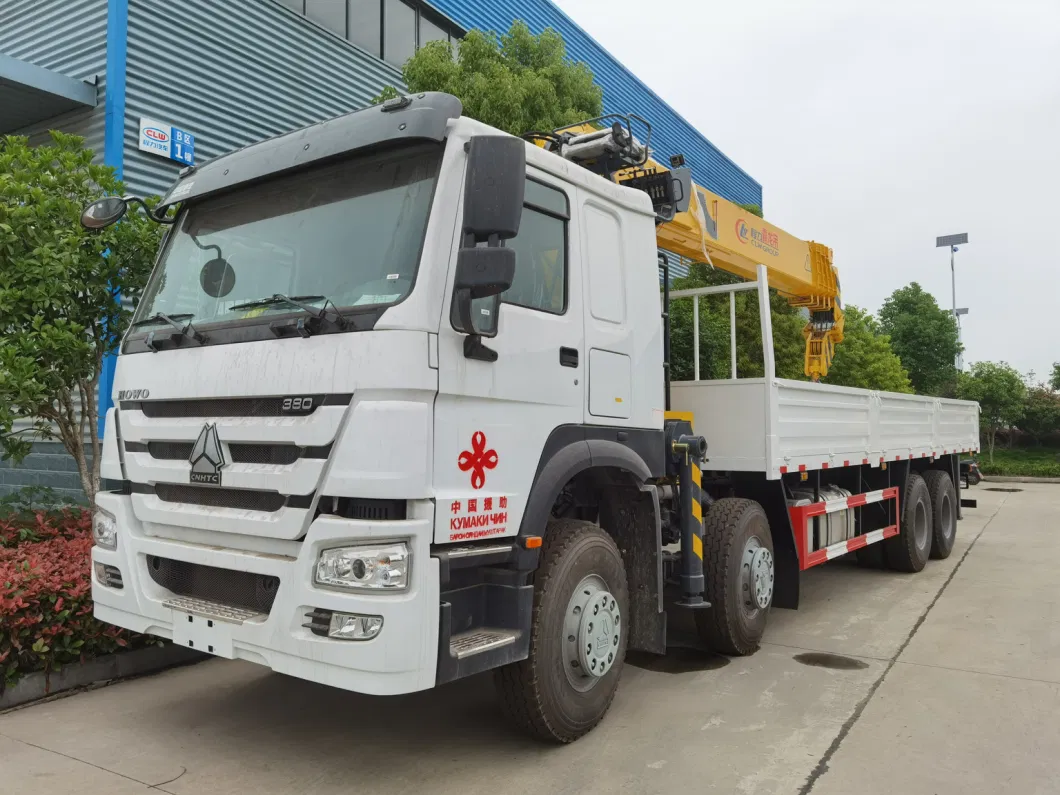 Sinotruck HOWO 8X4 12Wheels Cargo Truck with 16ton Straight Boom Crane