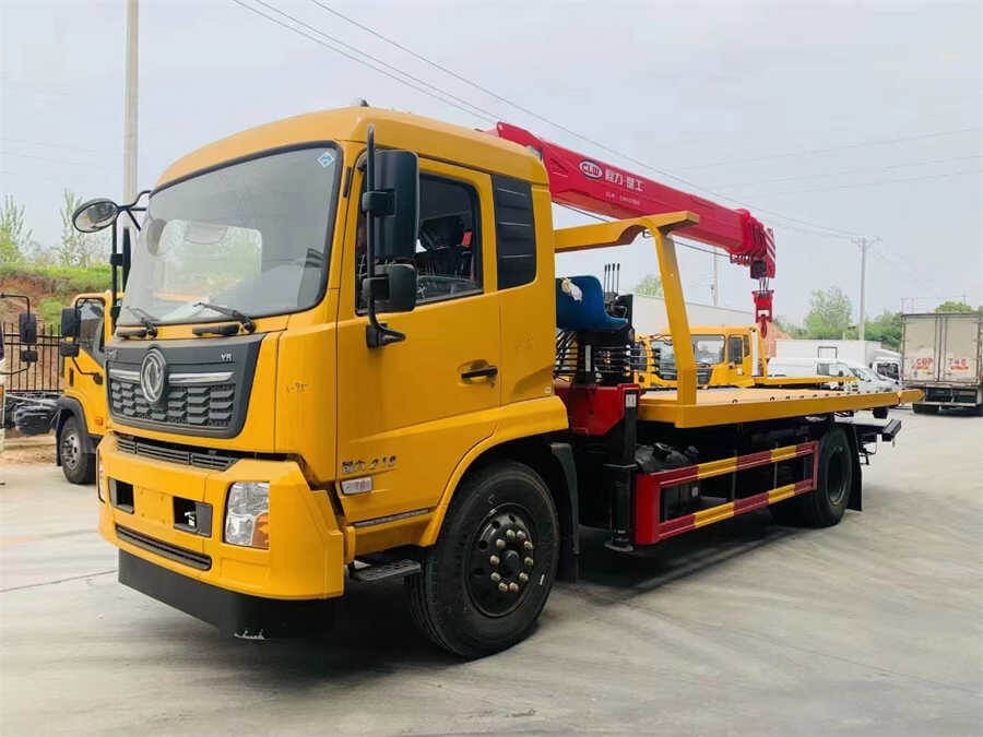 4x2 Dongfeng 10tons Rollback Flatbed Tow Truck With SANY Crane