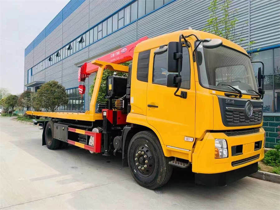 4x2 Dongfeng 10tons Rollback Flatbed Tow Truck With SANY Crane