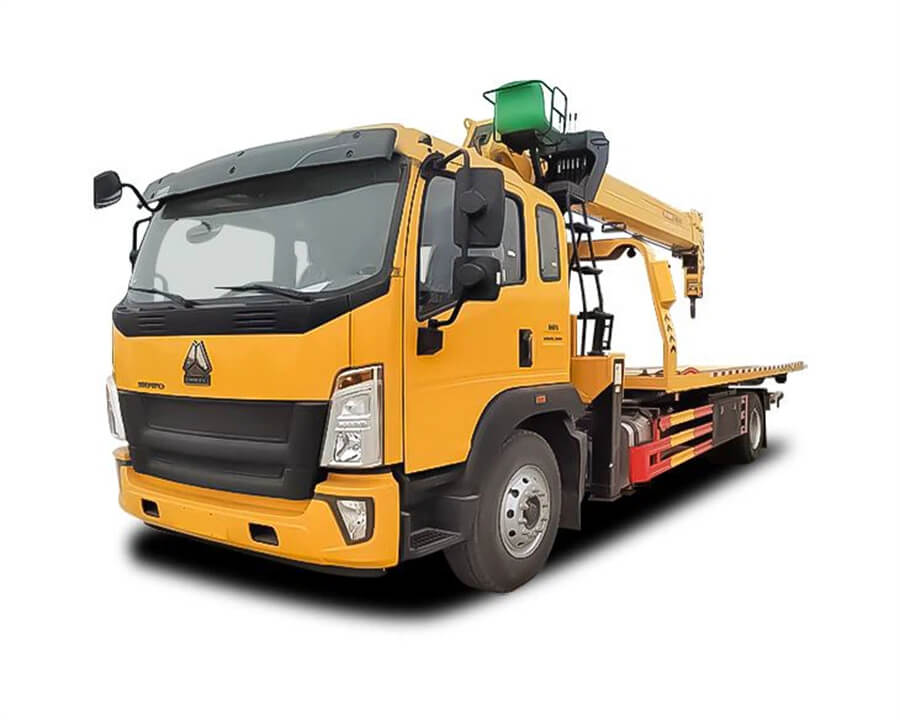 Sinotruk HOWO 4X2 8 Tons Tilt Tray Wrecker Truck With 5Tons Crane