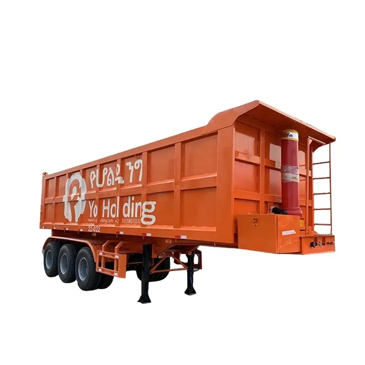 3 Axles 60 Tons Dump Semi Trailer Hydraulic Rear Tipping Trailer