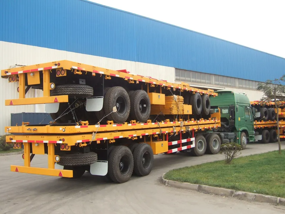 2 Axles Container Flatbed Semi Trailer