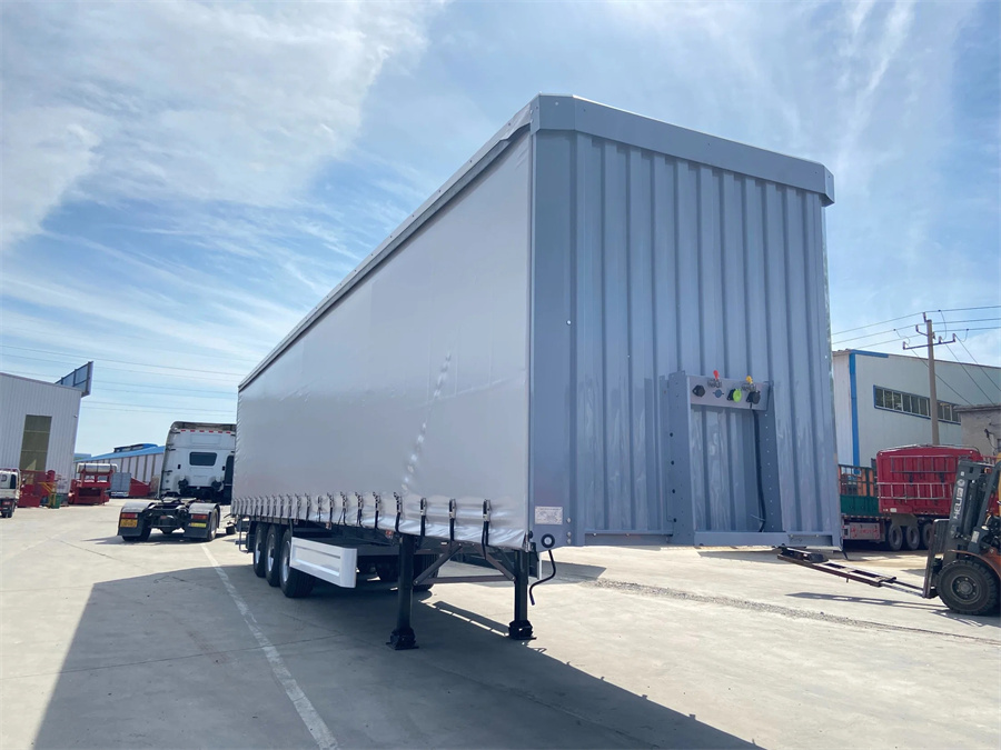 3 Axle 92cbm Cargo Transport Box Type Side Curtain Type Semi-Trailer for Sale