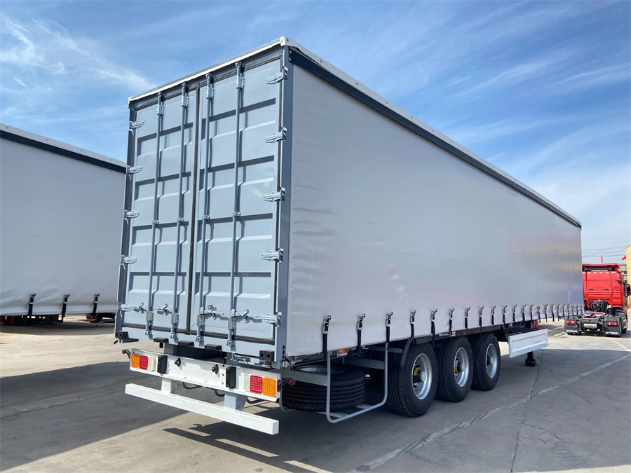 3 Axle 92cbm Cargo Transport Box Type Side Curtain Type Semi-Trailer for Sale