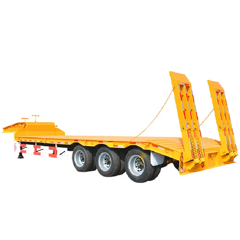 3 Axle Low Bed Heavy Equipment Cargo Transportation Truck Semi Trailer