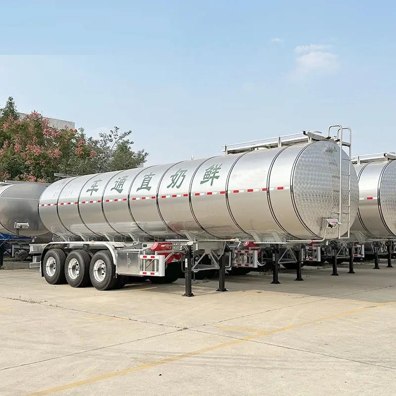 3 Axle Stainless Steel 36000L 36cbm Insulated Milk Transport Trailer
