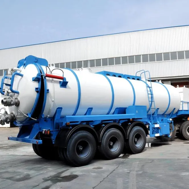 3 Axles 28cbm 28000 Liters Pressure Vacuum Tanker Truck Trailers with Diesel Generator
