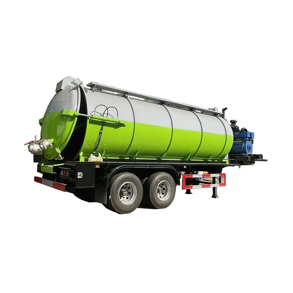 2 Axles 26cbm 26000 Liters Vacuum Sewage Suction Tank Trailers with Diesel Generator