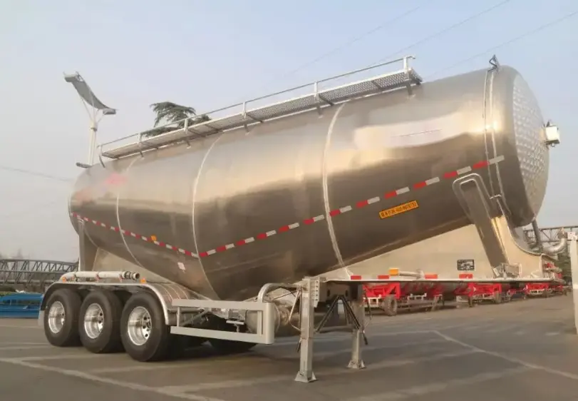 3 Axles 55cbm Aluminum Alloy Bulk Cement Powder Tanker Trailer