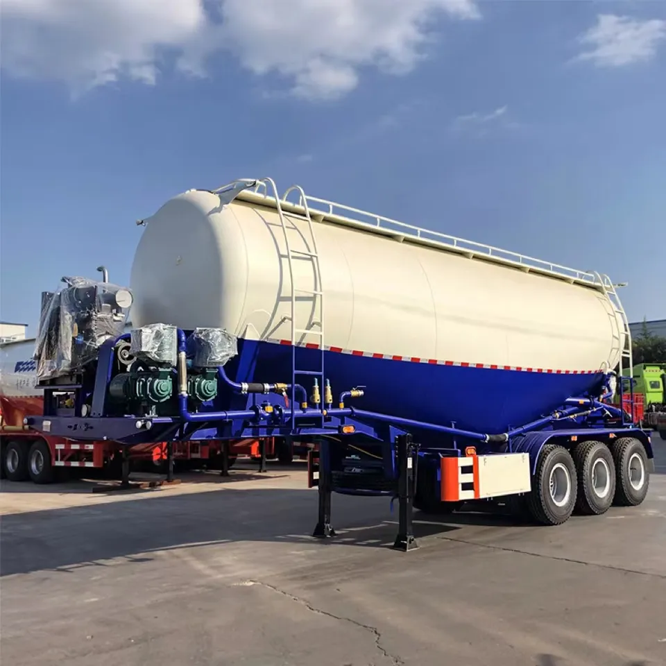 3 Axles 60cbm Bulk Cement Powder Tanker Trailer with Air Compressor