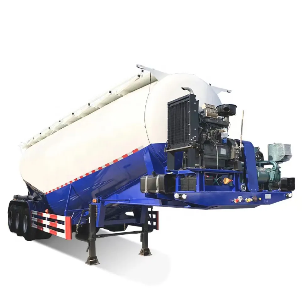 3 Axles 60cbm Bulk Cement Powder Tanker Trailer with Air Compressor