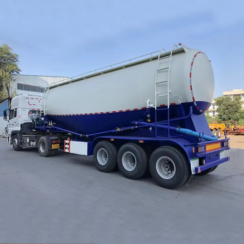 3 Axles 60cbm Bulk Cement Powder Tanker Trailer with Air Compressor
