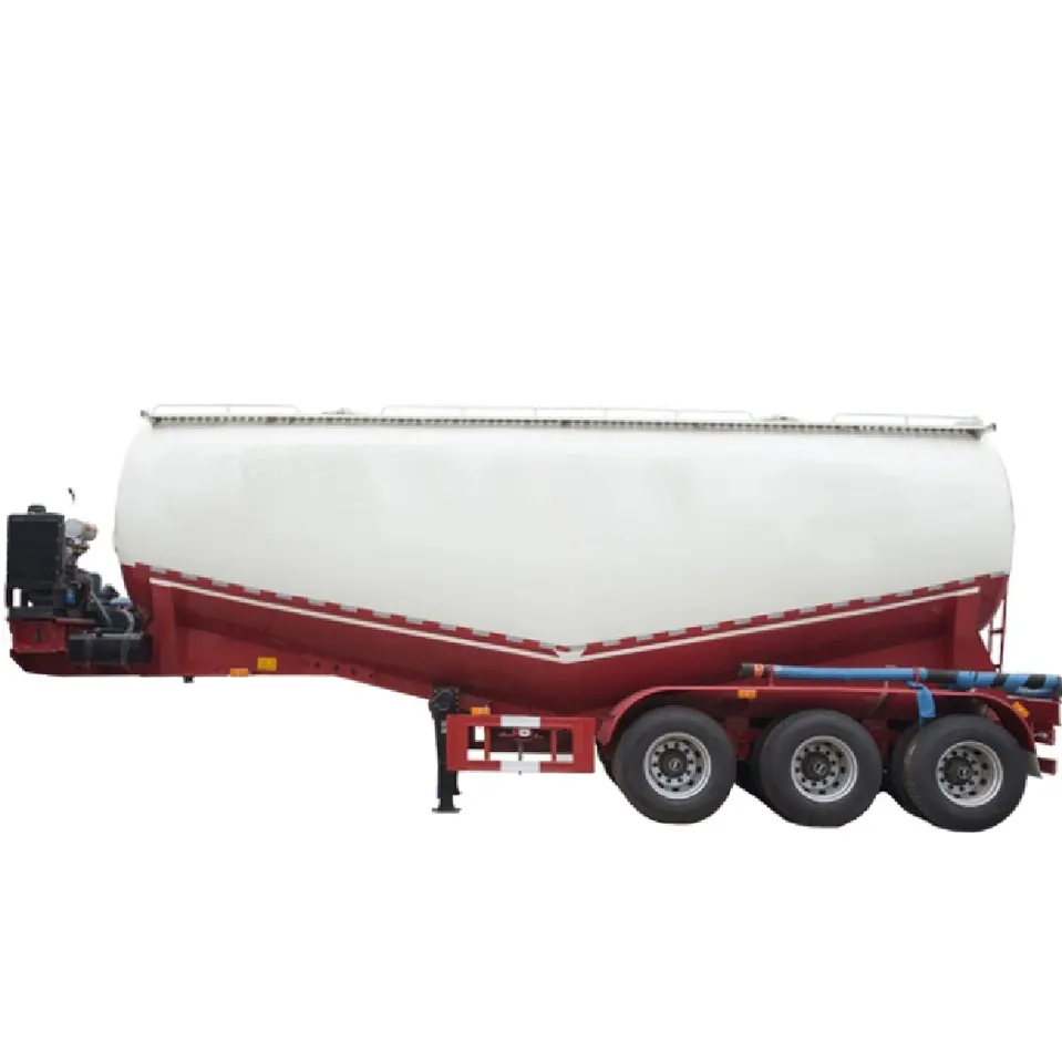 3 Axle Dry Bulk Cement Truck Powder Tank Semi Trailer with Air Compressor