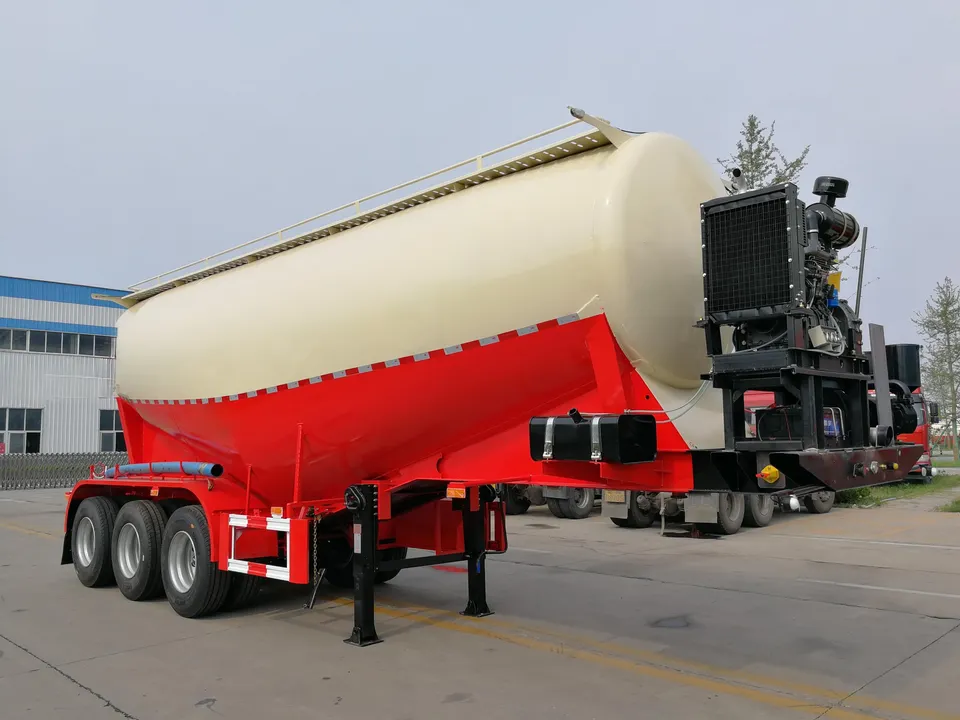 3 Axle Dry Bulk Cement Truck Powder Tank Semi Trailer with Air Compressor